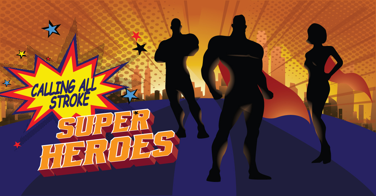 Silhouetted comic book superheroes: Calling all stroke superheroes